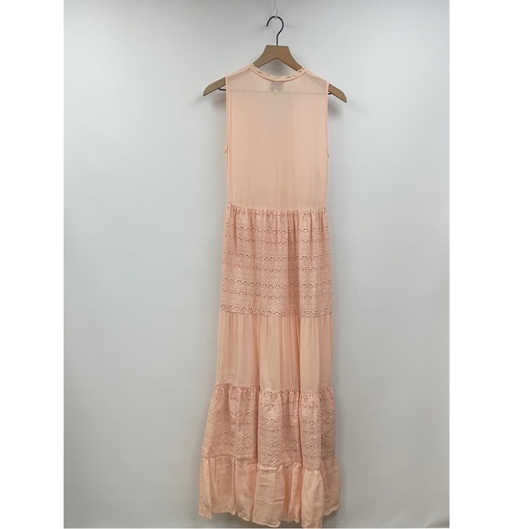 Playa Lucila Embroidered Eyelet Tiered Sleeveless Button-Up Maxi Dress Small - Picture 6 of 10
